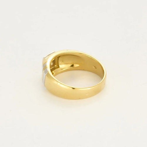 Bague 65 Chevalière en or jaune et blanc 750/1000 avec diamant 58 Facettes LP1377/