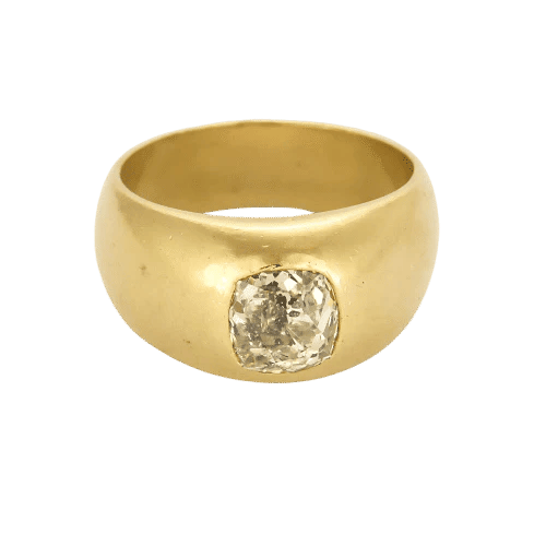 Bague 54 Chevalière - Bague jonc bombé en or jaune et diamant coussin 58 Facettes LP1399/