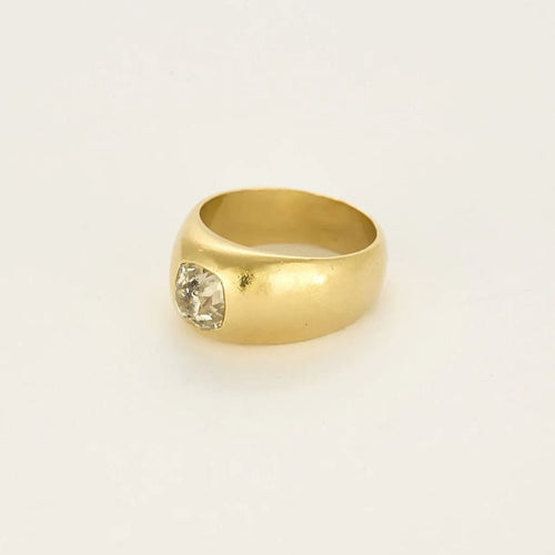 Bague 54 Chevalière - Bague jonc bombé en or jaune et diamant coussin 58 Facettes LP1399/