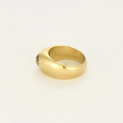 Bague 54 Chevalière - Bague jonc bombé en or jaune et diamant coussin 58 Facettes LP1399/