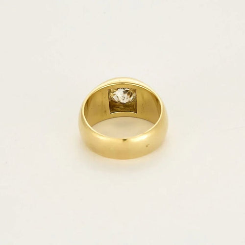 Bague 54 Chevalière - Bague jonc bombé en or jaune et diamant coussin 58 Facettes LP1399/