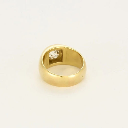Bague 54 Chevalière - Bague jonc bombé en or jaune et diamant coussin 58 Facettes LP1399/