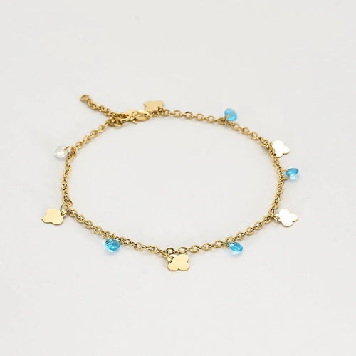 Collier Chaîne de cheville - Maille forçat plate en or jaune 18 carats et topazes 58 Facettes LP1389/