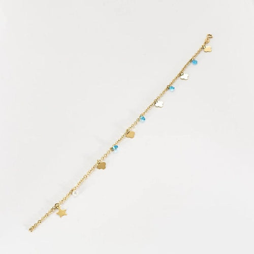 Collier Chaîne de cheville - Maille forçat plate en or jaune 18 carats et topazes 58 Facettes LP1389/