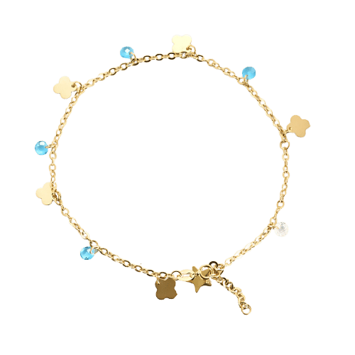 Collier Chaîne de cheville - Maille forçat plate en or jaune 18 carats et topazes 58 Facettes LP1389/