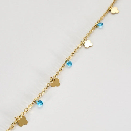 Collier Chaîne de cheville - Maille forçat plate en or jaune 18 carats et topazes 58 Facettes LP1389/
