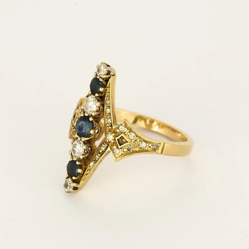 Bague 59.5 Bague Prestige Art déco en or jaune 18 carats, saphirs et diamants 58 Facettes LP1218/