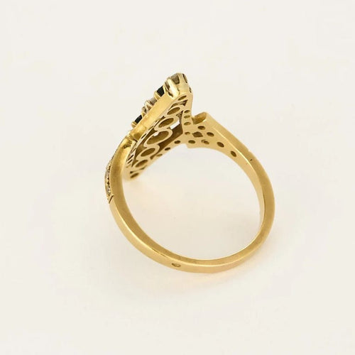 Bague 59.5 Bague Prestige Art déco en or jaune 18 carats, saphirs et diamants 58 Facettes LP1218/