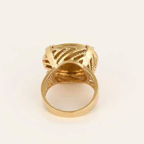 Bague 53 Bague porte-pièce en or jaune avec pièce Napoléon 10 Francs 58 Facettes LP1362/