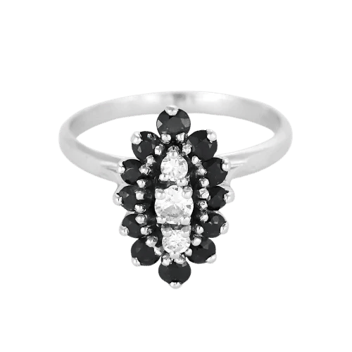 Bague 53.5 La Marquise Prestige - Bague marquise en or blanc avec diamants et saphirs 58 Facettes LP1459/
