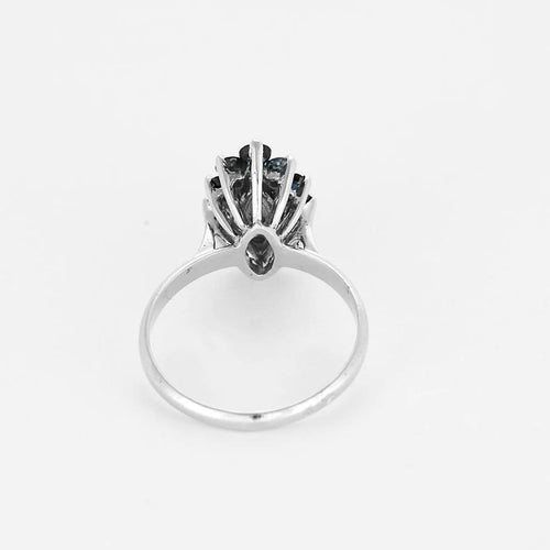 Bague 53.5 La Marquise Prestige - Bague marquise en or blanc avec diamants et saphirs 58 Facettes LP1459/