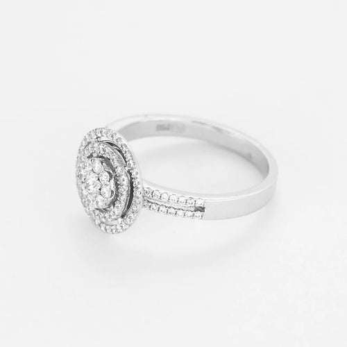 Bague 54 Bague solitaire illusion halo en or blanc 18 carats et diamants 58 Facettes LP1387/