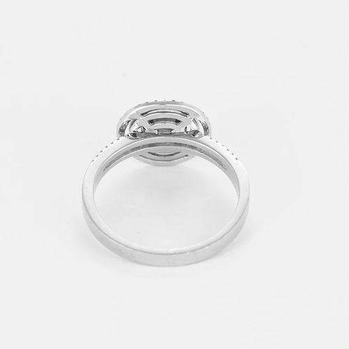 Bague 54 Bague solitaire illusion halo en or blanc 18 carats et diamants 58 Facettes LP1387/