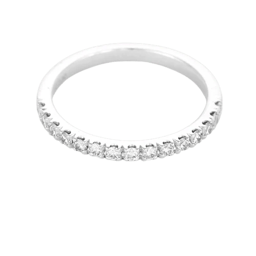 Bague 52 Alliance diamantée en or blanc 750 sertie de diamants 58 Facettes LP1382/