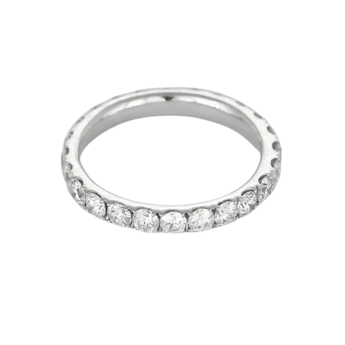 Bague 53 Alliance en or blanc 18K sertie de diamants taille brillant 58 Facettes LP1381/