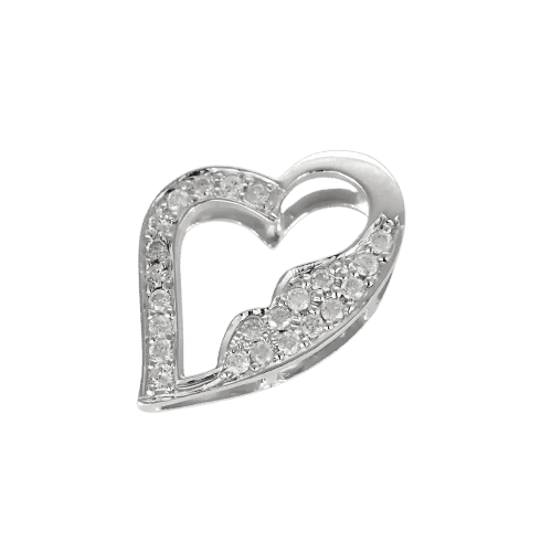 Pendentif Pendentif cœur en or blanc 14 ct pavé de diamants 58 Facettes LP1441/