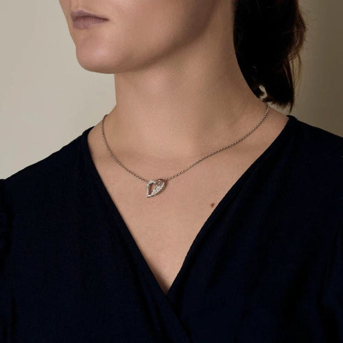 Pendentif Pendentif cœur en or blanc 14 ct pavé de diamants 58 Facettes LP1441/