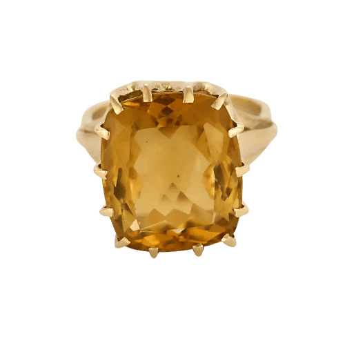Bague 55 La Citrine Mandarine - Bague en or jaune 750 sertie de citrine 58 Facettes LP1415/