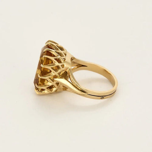 Bague 55 La Citrine Mandarine - Bague en or jaune 750 sertie de citrine 58 Facettes LP1415/