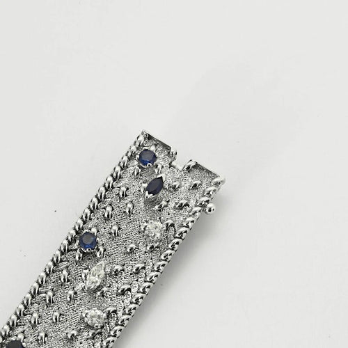 Bracelet Prestige Royal - Bracelet rigide en or blanc avec diamants et saphirs 58 Facettes LP1413/