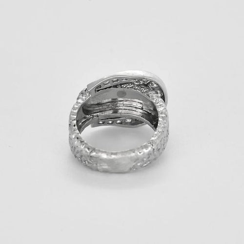 Bague 46 Bague ceinture en or blanc 750 pavée de 15 diamants 58 Facettes LP1476/
