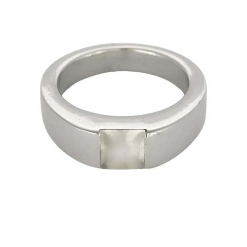 Bague 50 Cartier Tank - Bague en or blanc et pierre de lune 58 Facettes LP1506/