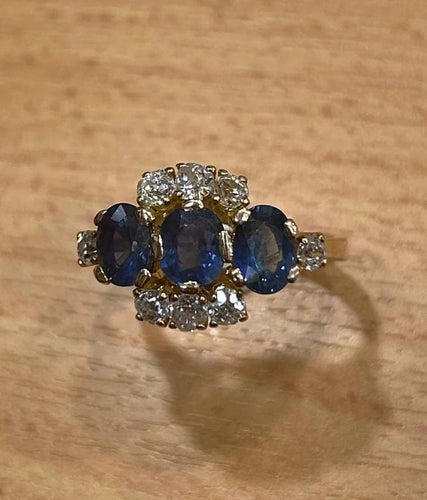 Bague 58.5 Bague Ciel Diamanté en or jaune 18K, saphirs et diamants 58 Facettes LP458/10