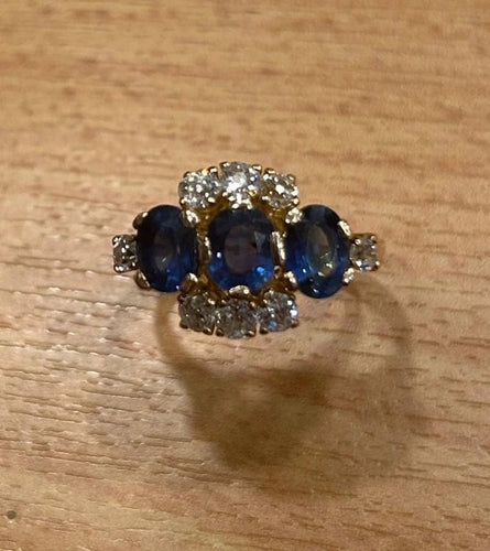 Bague 58.5 Bague Ciel Diamanté en or jaune 18K, saphirs et diamants 58 Facettes LP458/10