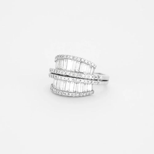 Bague 53 Les Deux Mondes - Bague en or blanc 750 sertie de diamants 58 Facettes LP674/10