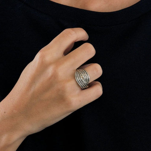 Bague 59 L'Entrelacée - Bague en or blanc avec diamants 58 Facettes LP31/12