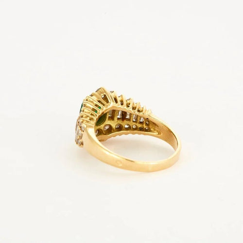 Bague 58 Bague jarretière en or jaune avec émeraude et diamants 58 Facettes LP33/10