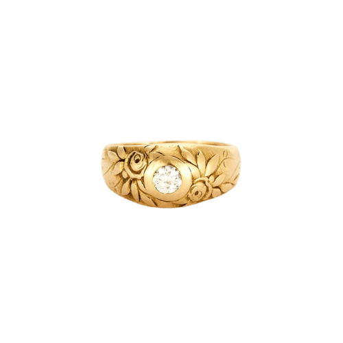 Bague 54 Printemps - Chevalière en or jaune 18K sertie d’un diamant 0,35 ct 58 Facettes LP592/12