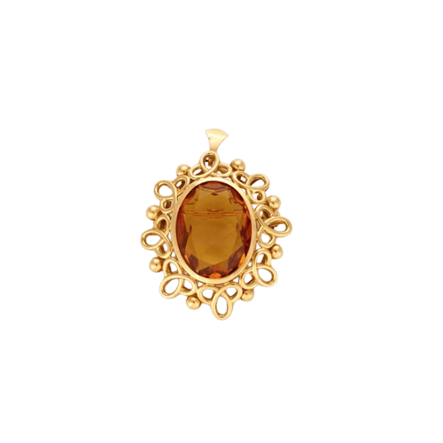 Pendentif Broche pendentif - Citrine mandarine en or jaune 18K 58 Facettes LP741/15