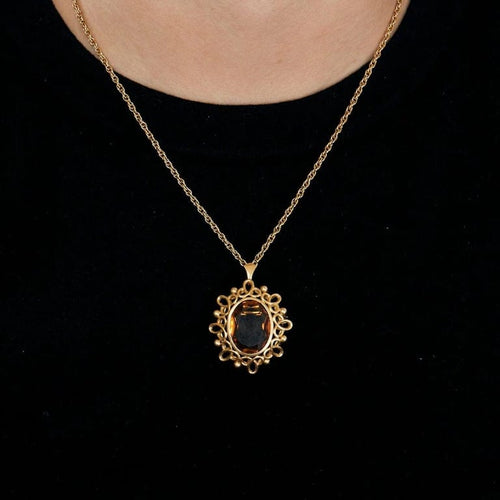 Pendentif Broche pendentif - Citrine mandarine en or jaune 18K 58 Facettes LP741/15