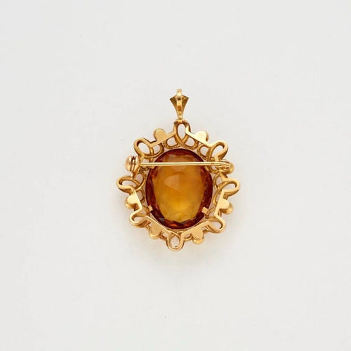 Pendentif Broche pendentif - Citrine mandarine en or jaune 18K 58 Facettes LP741/15