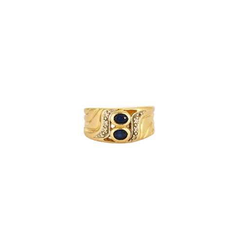 Bague 53 Bague en or jaune 750 avec saphirs et diamants 58 Facettes LP35/10