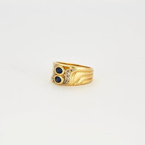 Bague 53 Bague en or jaune 750 avec saphirs et diamants 58 Facettes LP35/10