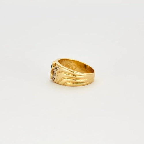 Bague 53 Bague en or jaune 750 avec saphirs et diamants 58 Facettes LP35/10