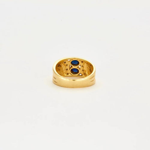 Bague 53 Bague en or jaune 750 avec saphirs et diamants 58 Facettes LP35/10