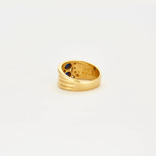 Bague 53 Bague en or jaune 750 avec saphirs et diamants 58 Facettes LP35/10