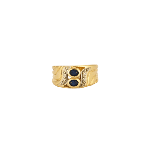 Bague 53 Bague en or jaune 750 avec saphirs et diamants 58 Facettes LP35/10