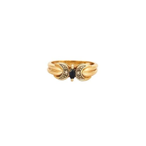 Bague 54 Bague marquise en or jaune 18 carats, saphir et diamants 58 Facettes LP36/12