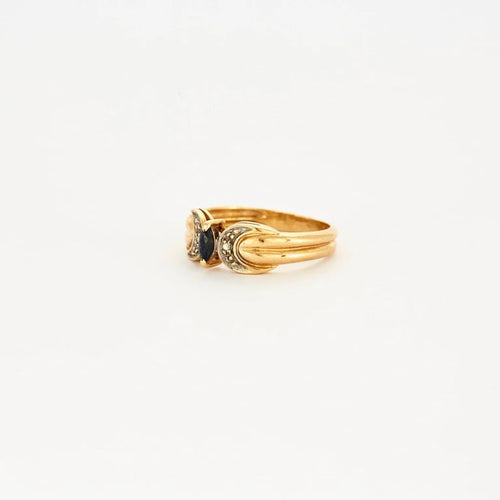Bague 54 Bague marquise en or jaune 18 carats, saphir et diamants 58 Facettes LP36/12