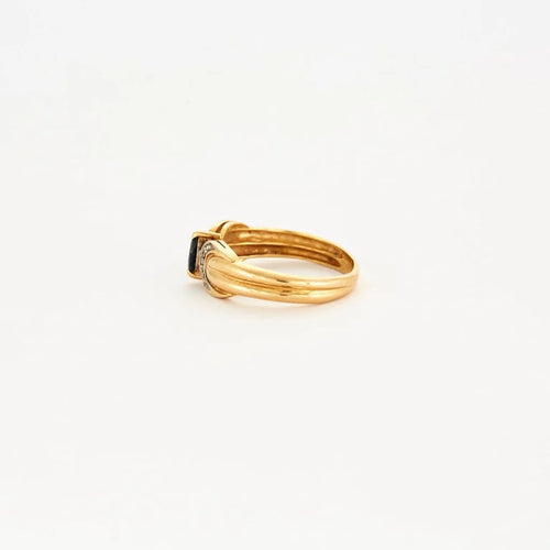 Bague 54 Bague marquise en or jaune 18 carats, saphir et diamants 58 Facettes LP36/12