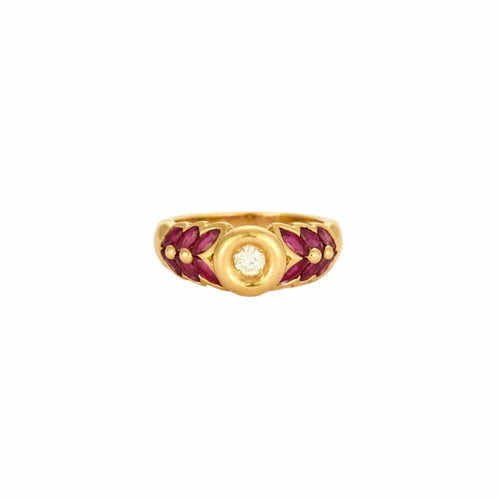 Bague 51.5 Bague en or jaune sertie d’un diamant et de rubis 58 Facettes LP779/13