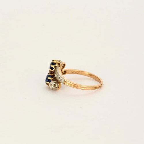 Bague 54 Bague Toi et Moi en or rose et blanc, saphirs et diamants 58 Facettes LP913/BET
