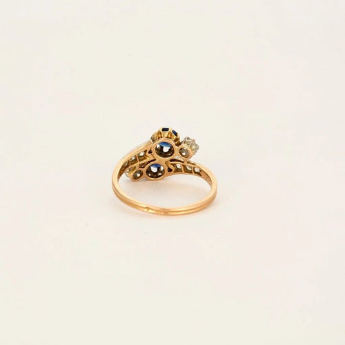 Bague 54 Bague Toi et Moi en or rose et blanc, saphirs et diamants 58 Facettes LP913/BET