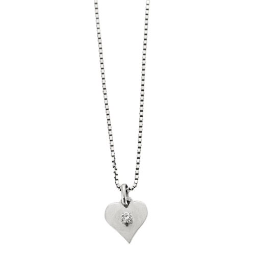 Pendentif Pendentif cœur en or blanc 18 carats et diamant 58 Facettes LP914-LP915/BET