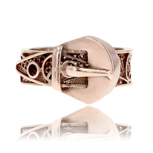 Bague 51 Bague ceinture filigranée ancienne en or jaune 18 carats 58 Facettes 23-080A