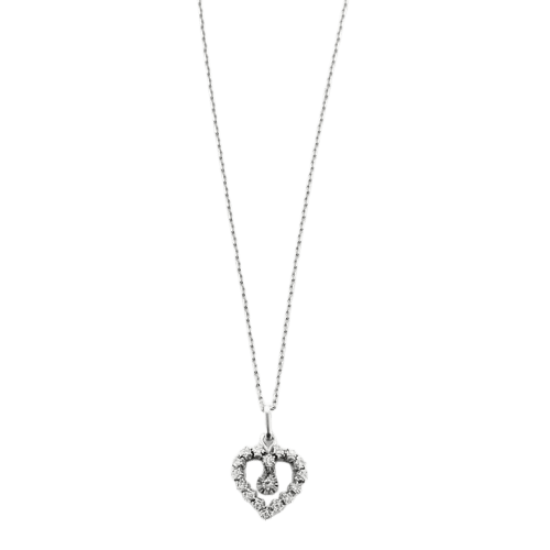Collier Collier pendentif cœur en or blanc 750 et diamants 58 Facettes LP963/16